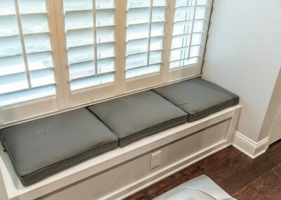 Window seat with storage in basement addition in East Cobb