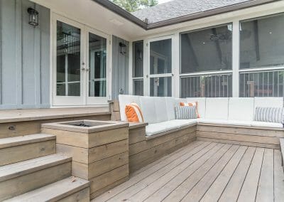 Side view of tiered deck remodel in East Cobb