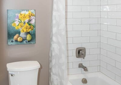 Subway tile tub surround in Roswell bathroom remodel