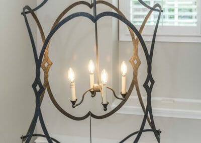 Dramatic and stylish chandelier in the foyer in the East Cobb remodeling project