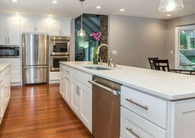 Bright white kitchen island remodel in Sandy Springs