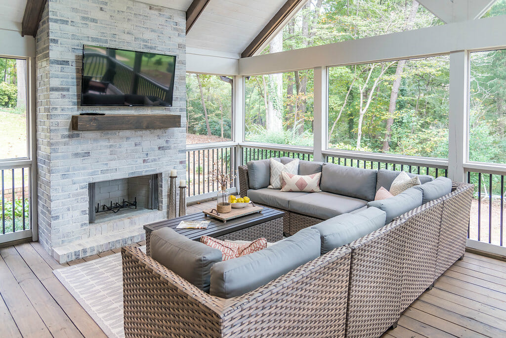 The Outdoor Great Room In East Cobb, Can You Put A Fireplace In Screened Porch