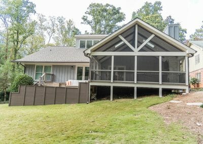 Exterior screened porch addition in East Cobb